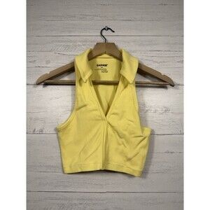 Garage womens yellow cropped sleeveless polo top size medium summer tank top